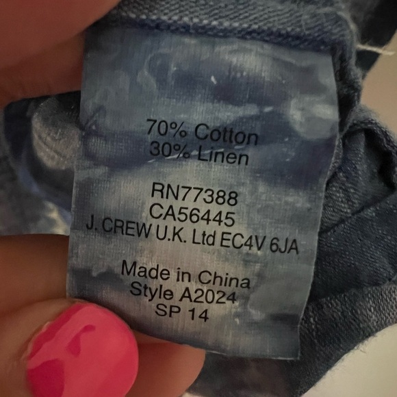 J. Crew Navy and Lime Embroidered Top/ swimsuit cover up SKU D-306) SZ XL - Picture 3 of 5